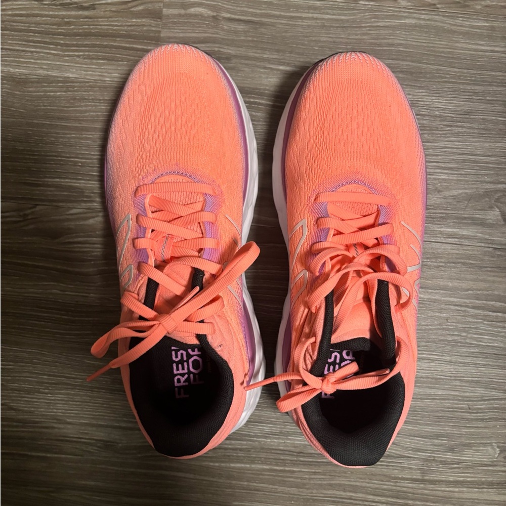 New Balance Women's Fresh Foam Running Shoes in Grapefruit/Raspberry - Picture 2 of 6